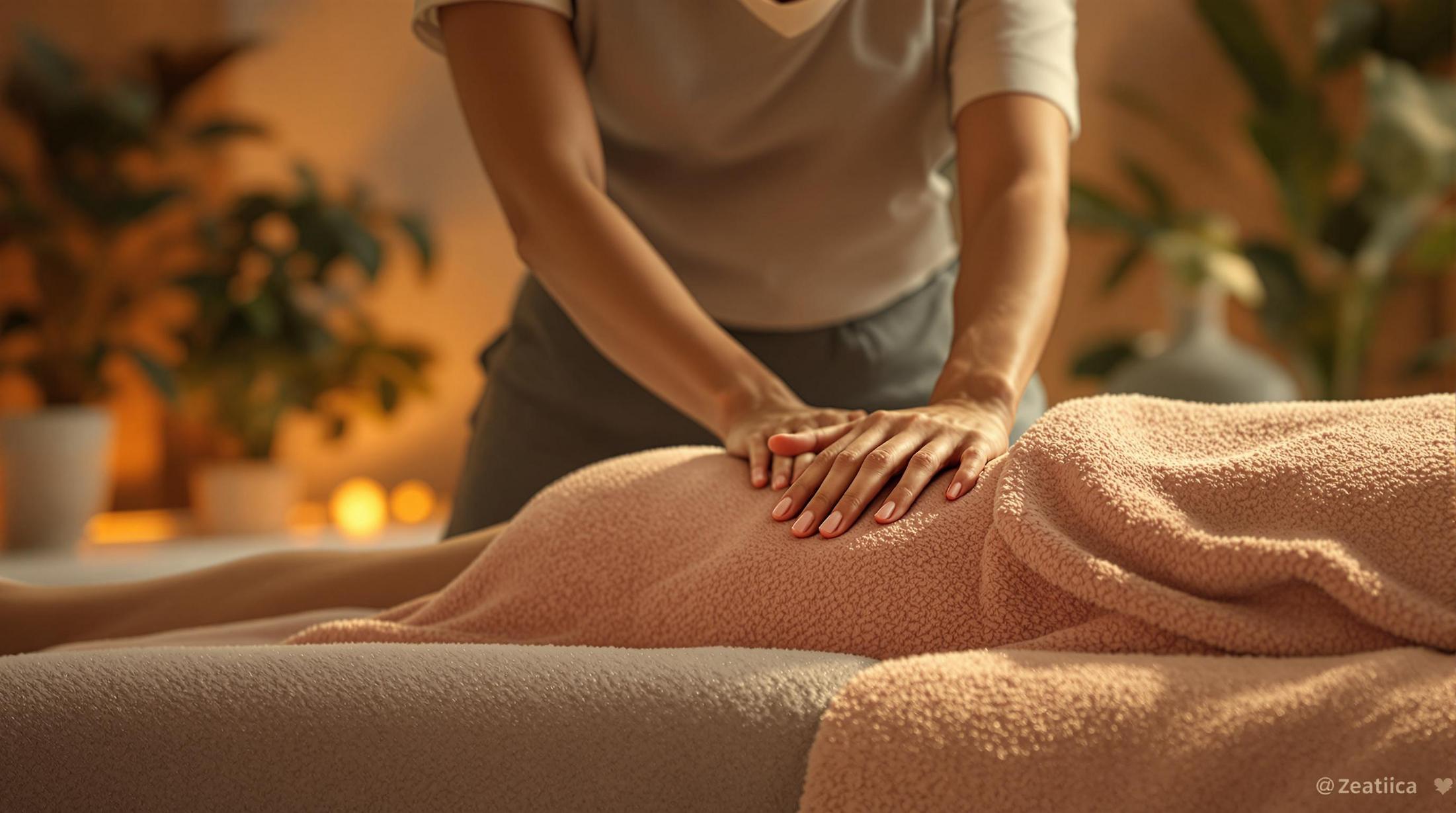 A relaxing massage session aimed at relieving nerve compression and discomfort from sciatica.