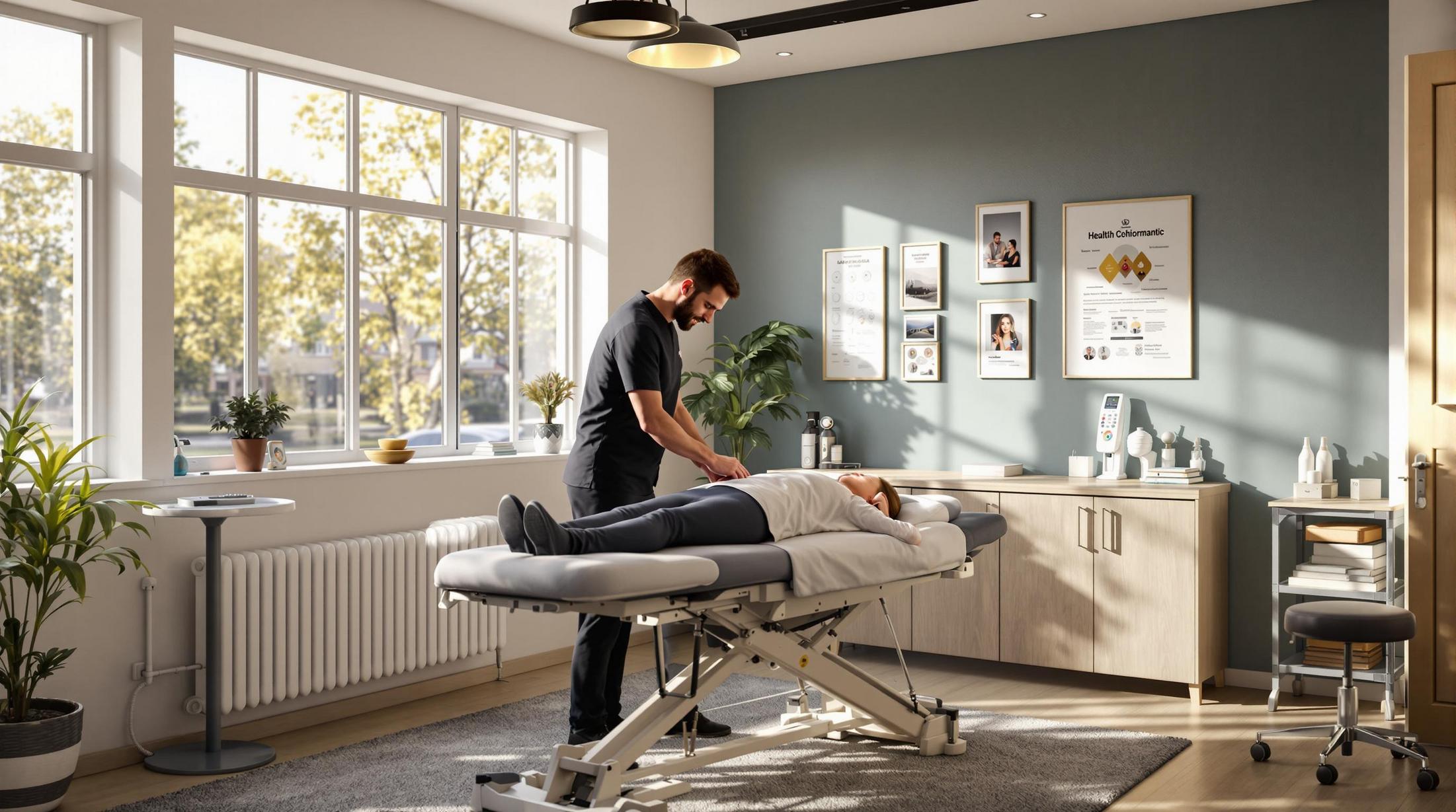 Chiropractor in Kings Norton providing spinal adjustment therapy in a bright, modern clinic.