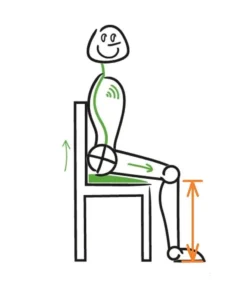Illustration of correct seating alignment for best sitting posture.