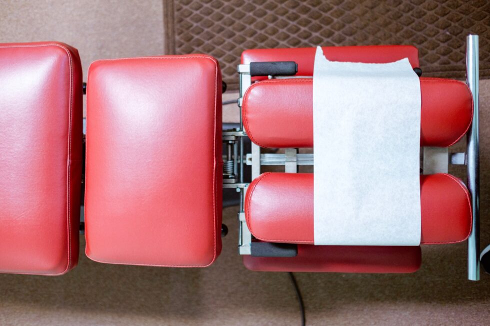 Image of a red Chiropractic chair 