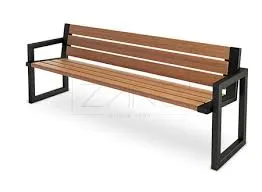 Sturdy outdoor bench with wooden slats designed for best sitting posture.