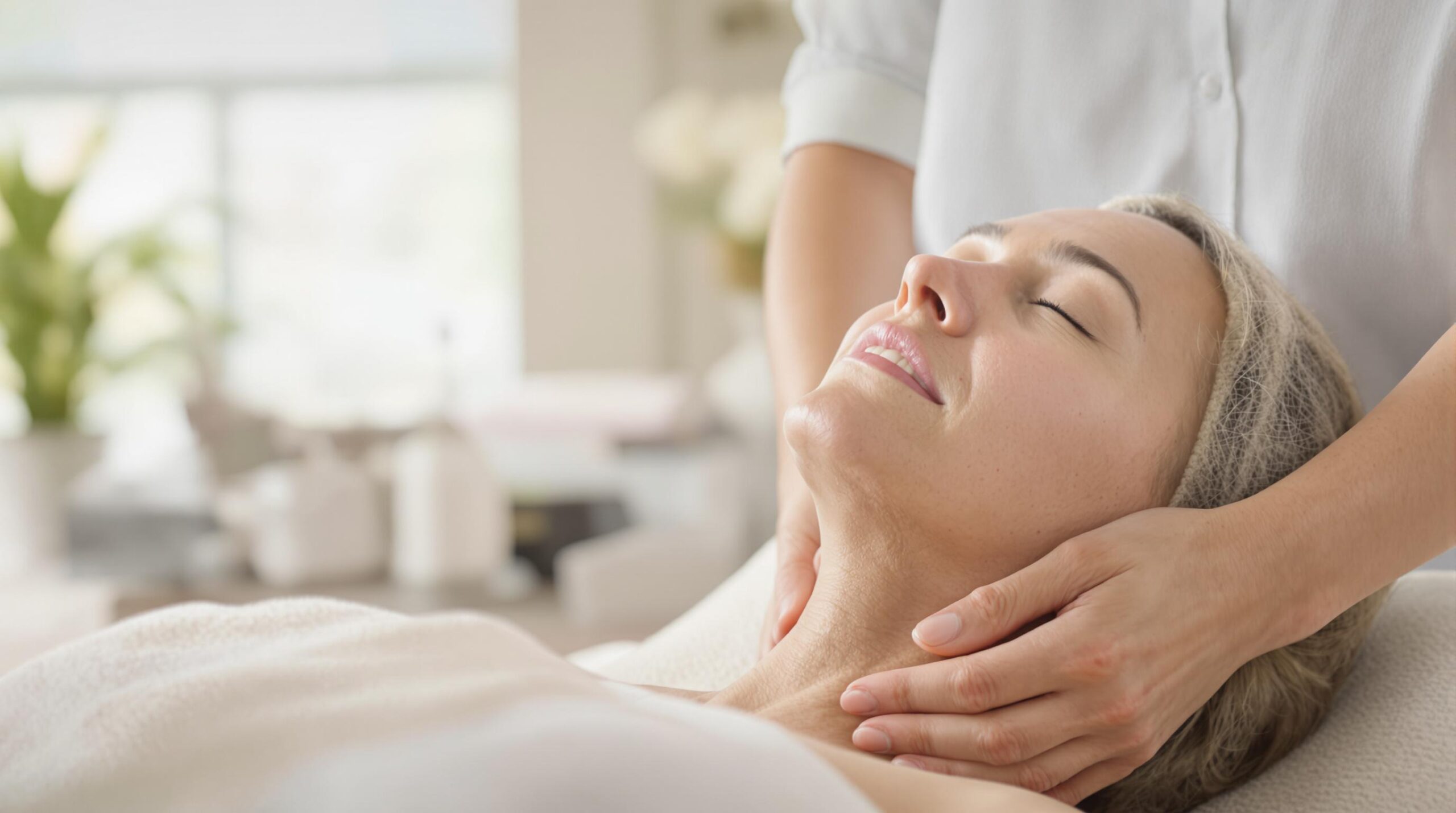 A woman relaxes as she receives a gentle chiropractic adjustment at Upright Body Renewal, highlighting expert care for chronic pain relief.