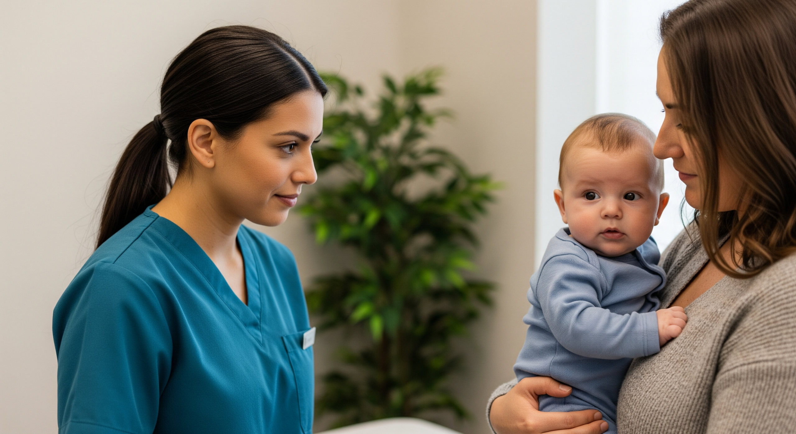Posture consultation involving a parent and infant