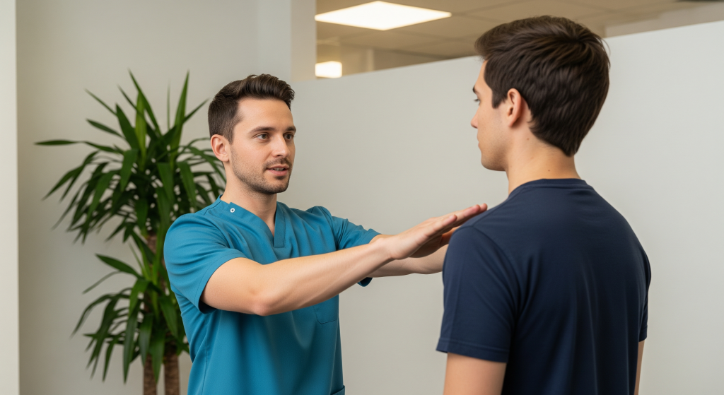 Shoulder alignment check during posture assessment