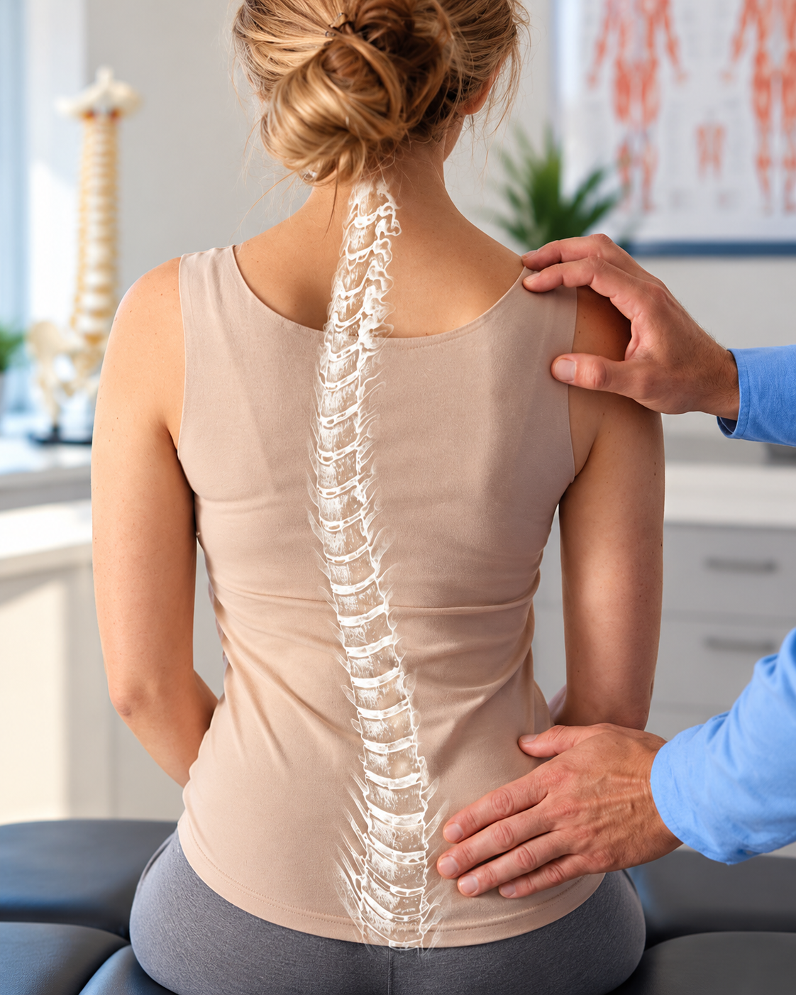 chiropractor-assessing-womans-spinal-alignment - Upright Posture - Upright Posture